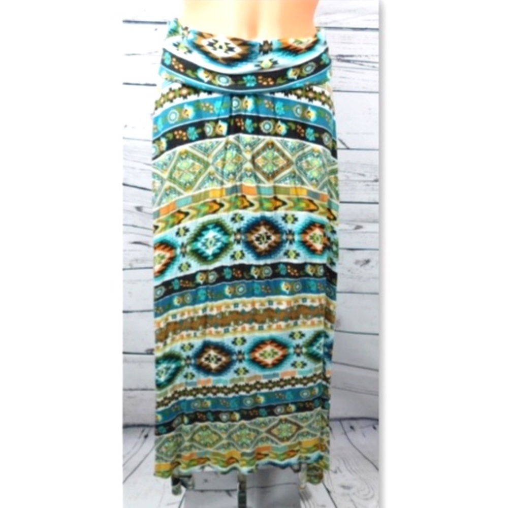 Final Touch Tribal Print Multi-Colored Maxi Skirt